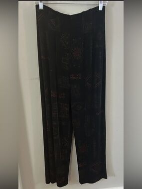 Chico's Travelers Pant Size 1 R Acetate Stretch Slinky Pull On Black 8/10 Medium